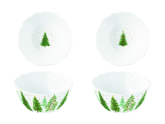Набор салатников фарфоровых FESTIVE TREES (2 шт), д. 14 см в подарочной упаковке