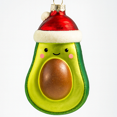 Игрушка новогодняя стеклянная  "Авокадо"  диаметр 4,6 см, высота 11 см