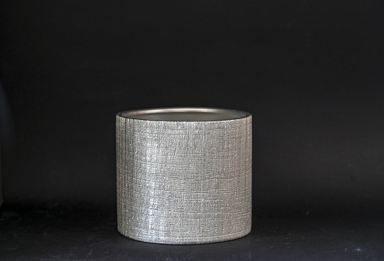 Кашпо цветочное керамическое декоративное, цвет серебряный, размер: 13х13х12,2 см